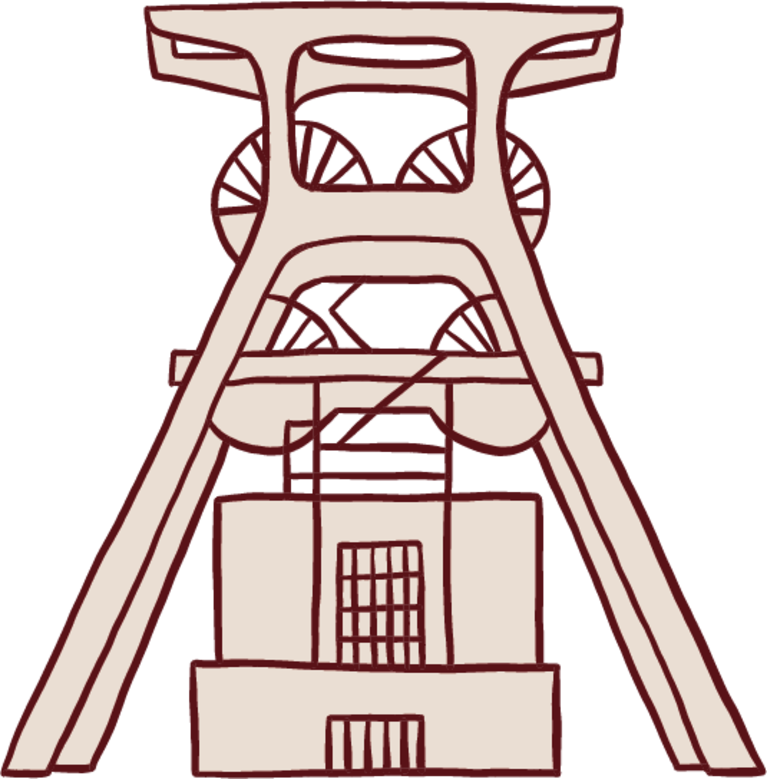 Illustration des Förderturms der Zeche Zollverein in Essen