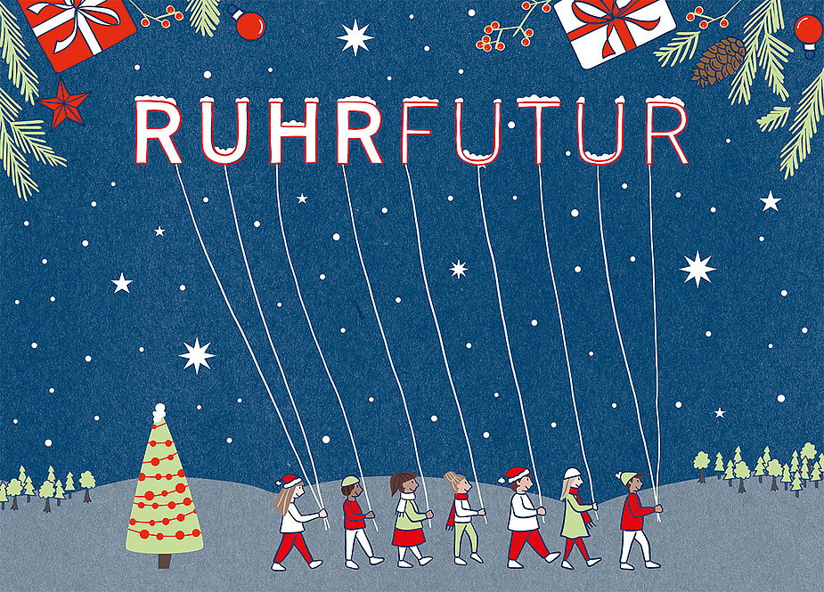 Illustration Ruhr Futur Weihnachtskarte