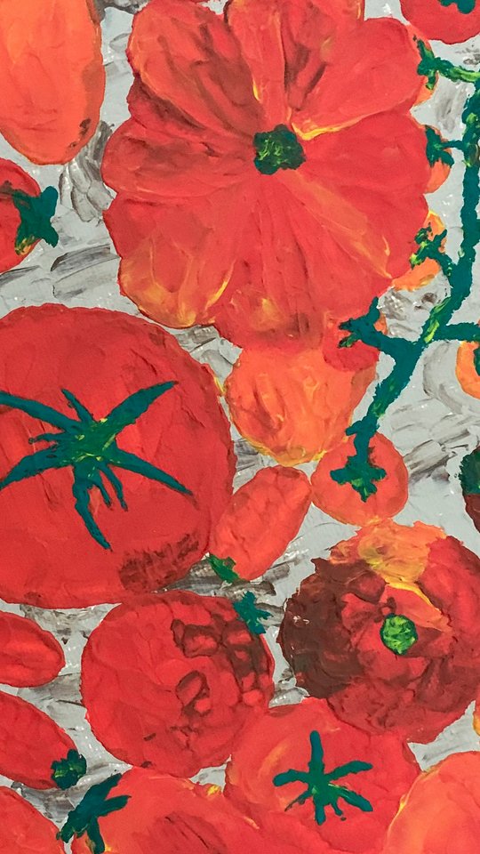 Wallpaper September Tomaten gemaltes Acryllbild von Tomaten