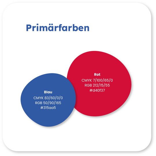 Dialysezentrum Mühlheim Primärfarben Rot und Blau Farbwerte