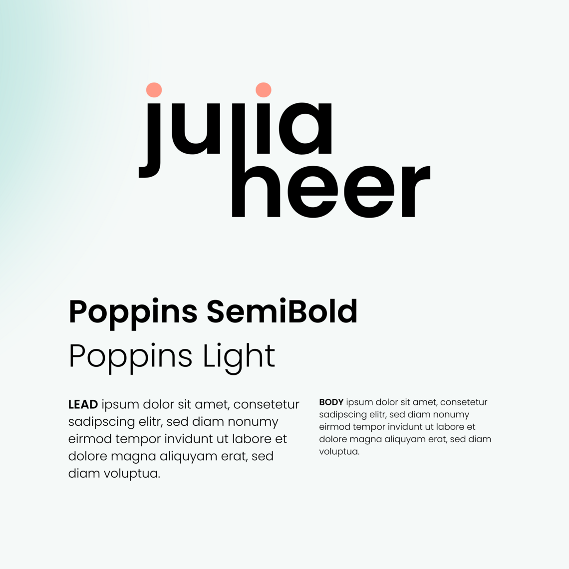 Minimalistisches Design mit Schriftarten "Poppins SemiBold" und "Poppins Light" auf hellem Hintergrund.