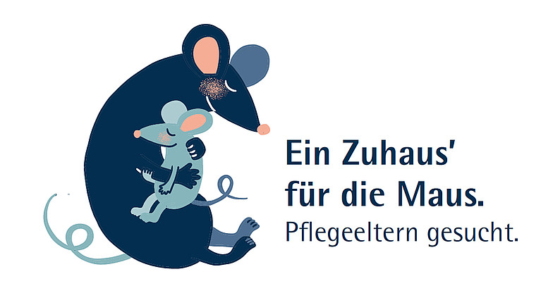 Illustration von zwei Mäusen, die einander umarmen