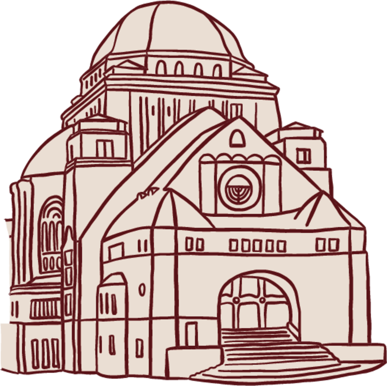 Illustration der alten Synagoge in Essen