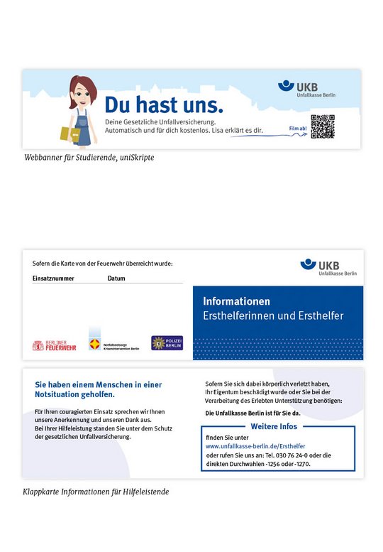 Unfallkasse Berlin Notfallkarte und Banner