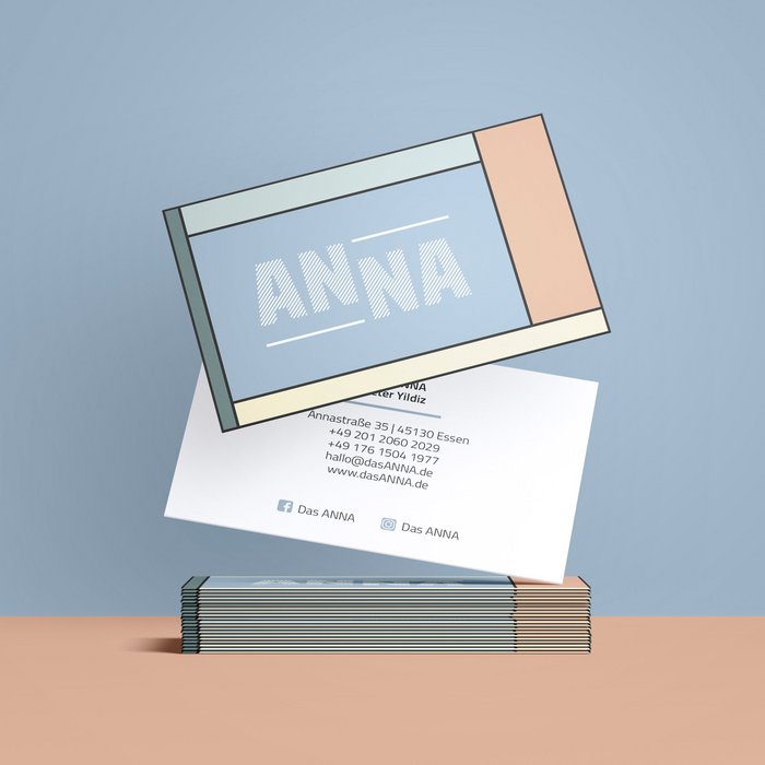 Das Anna Mockup Visitenkarten Vorderseite mit Logo und Rückseite Kontaktdaten