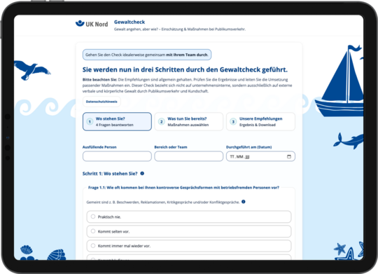 Mockup Gewaltcheck in einem Tablet