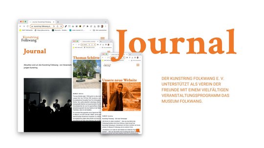 Kunstring Folkwang Layout Website Bereich Journal mit orangener dicker Typografie 