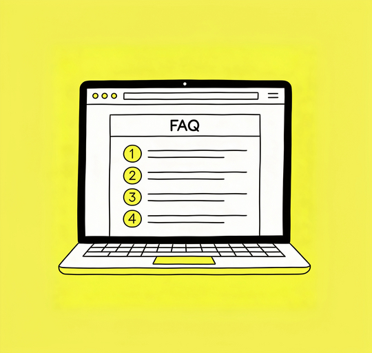 Illustration Laptop mit FAQ