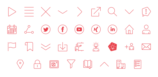 Rote minimalistische Icons für kothes